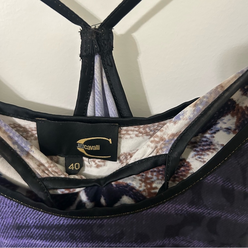 Just Cavalli Purple and Black Animal Print Sleeveless Strappy Dress | Size 40 - Picture 2 of 5